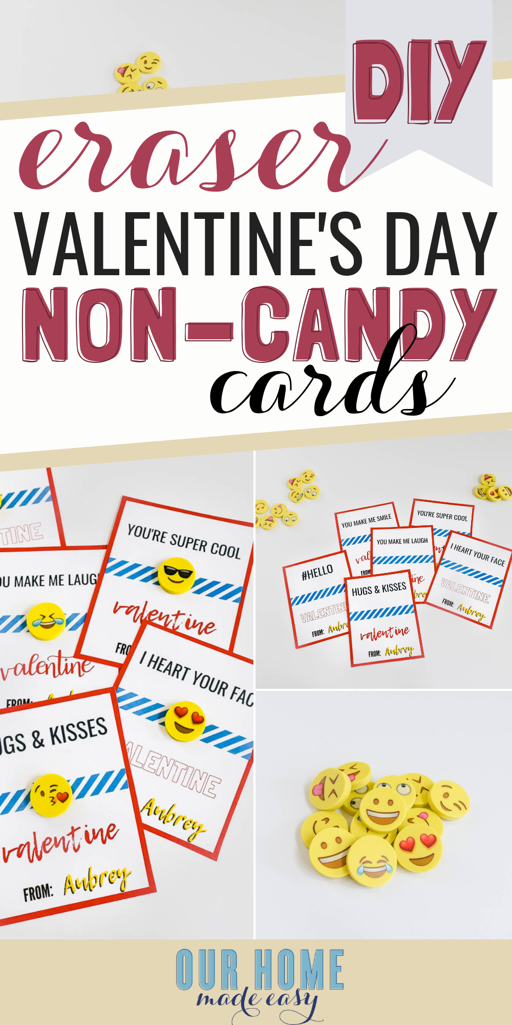How to Make Emoji Valentine's Day Cards with FREE Printable Valentines and Emoji Erasers
