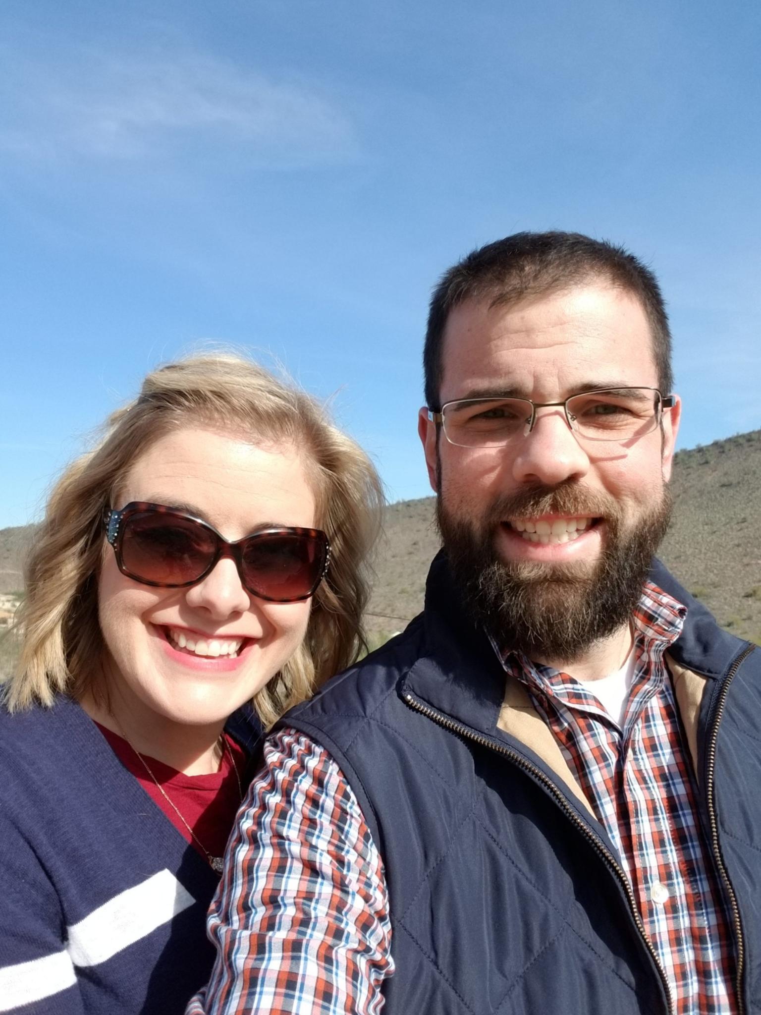 Brittany and husband on a refreshing hike in the autumn sun