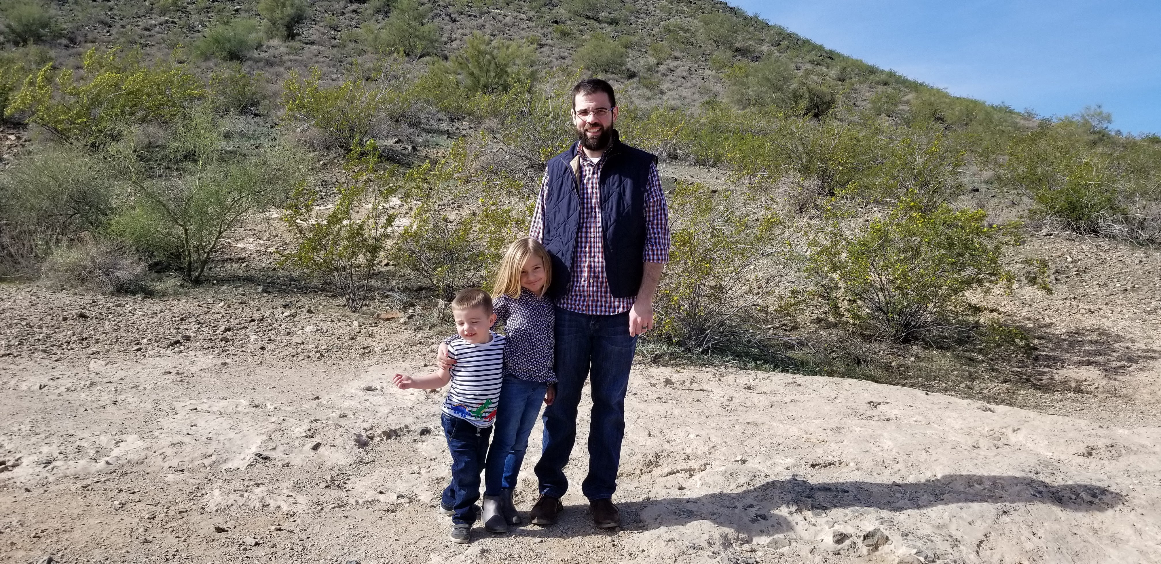 Jordan and the kids in the desert during our family Thanksgiving trip