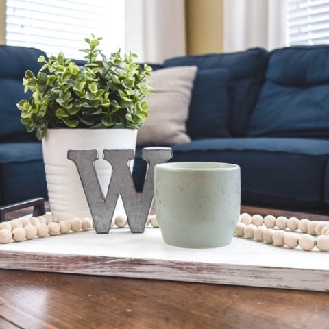 diy serving tray wood on table