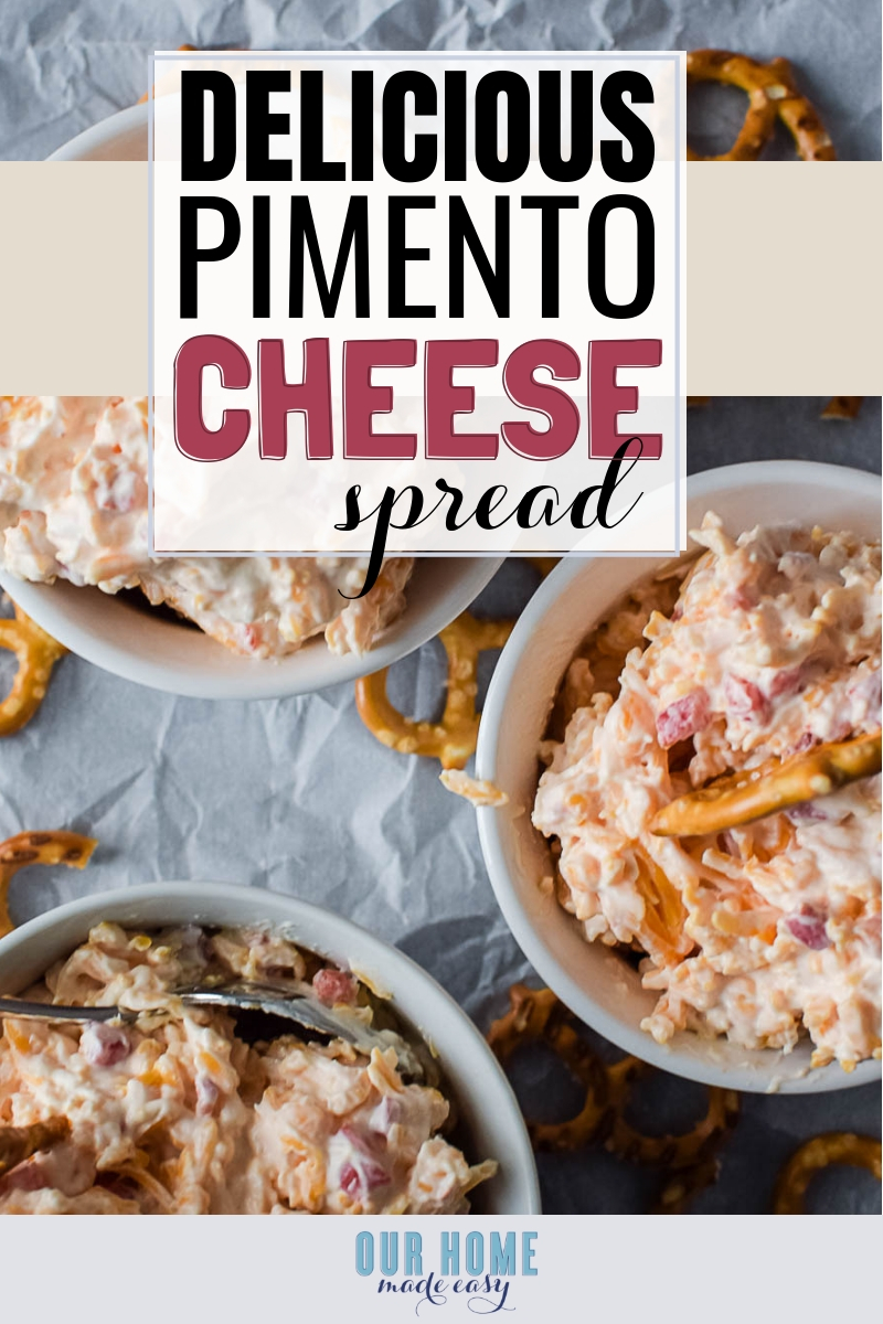 This tasty pimento cheese recipe will wow your guests! Make it ahead of time and serve it cold with pretzels!