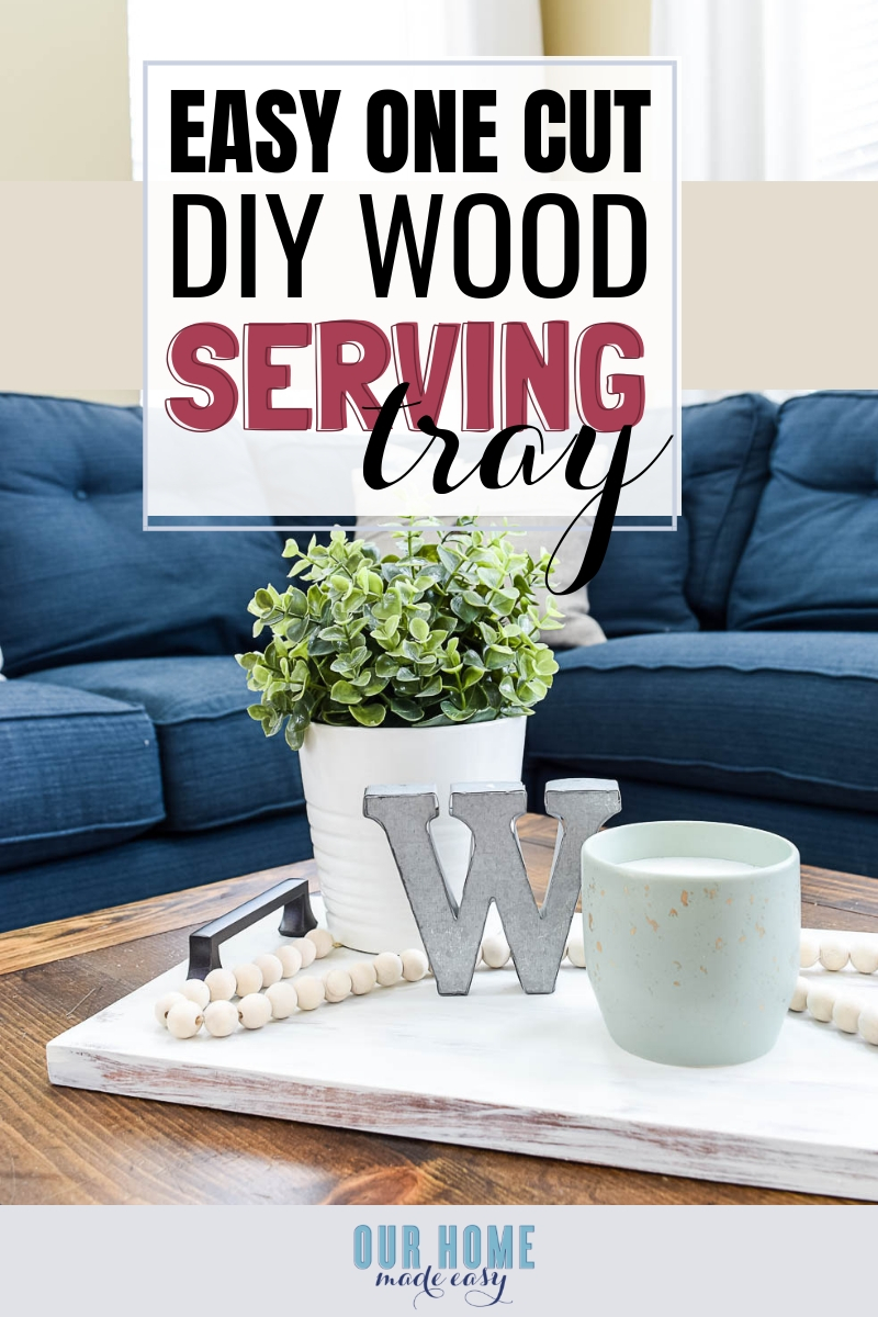 Make this DIY wooden serving tray quickly! It makes for pretty decor or even an inexpensive gift! Click to read the serving tray tutorial!