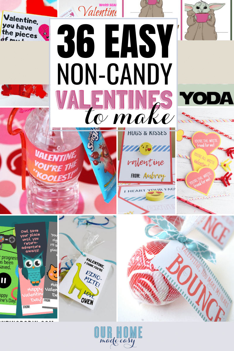 These 36 kids valentines for school are great ways for kids to share Valentines that aren't candy, making everyone feel included! #Valentines #NonCandyValentines #KidsValentines