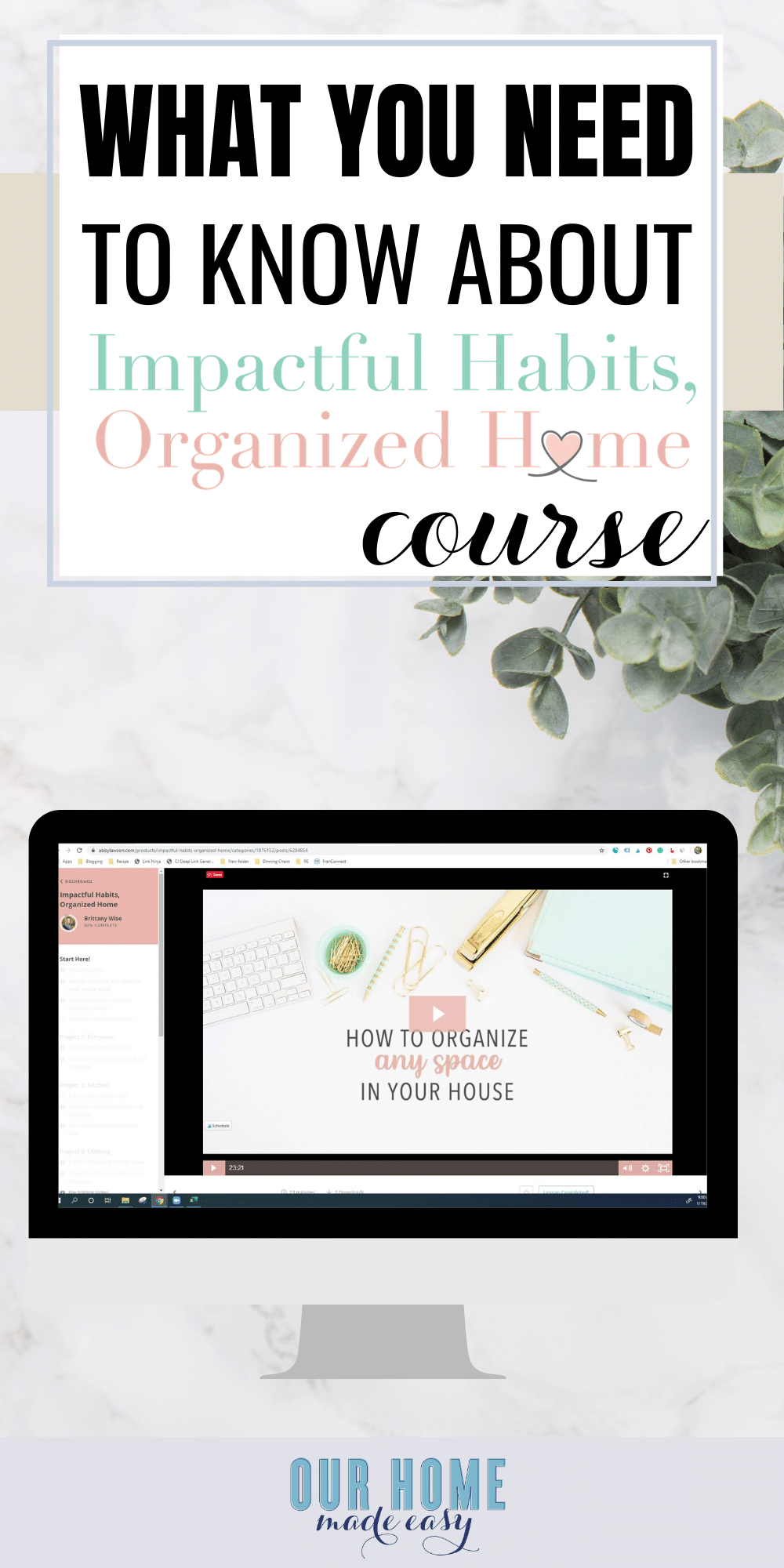 impactful habits organized home course pin