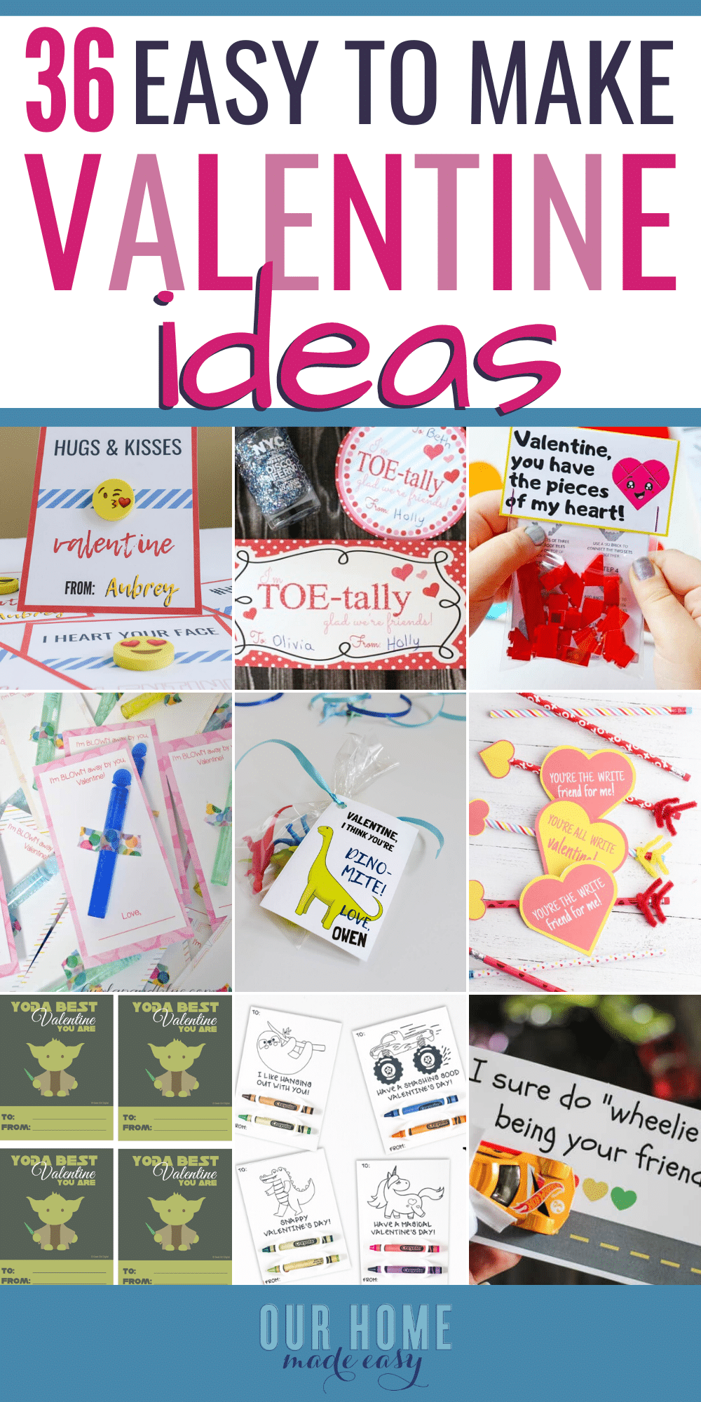 36 Easy to Make Kids Valentines for School - great ideas that don't include candy