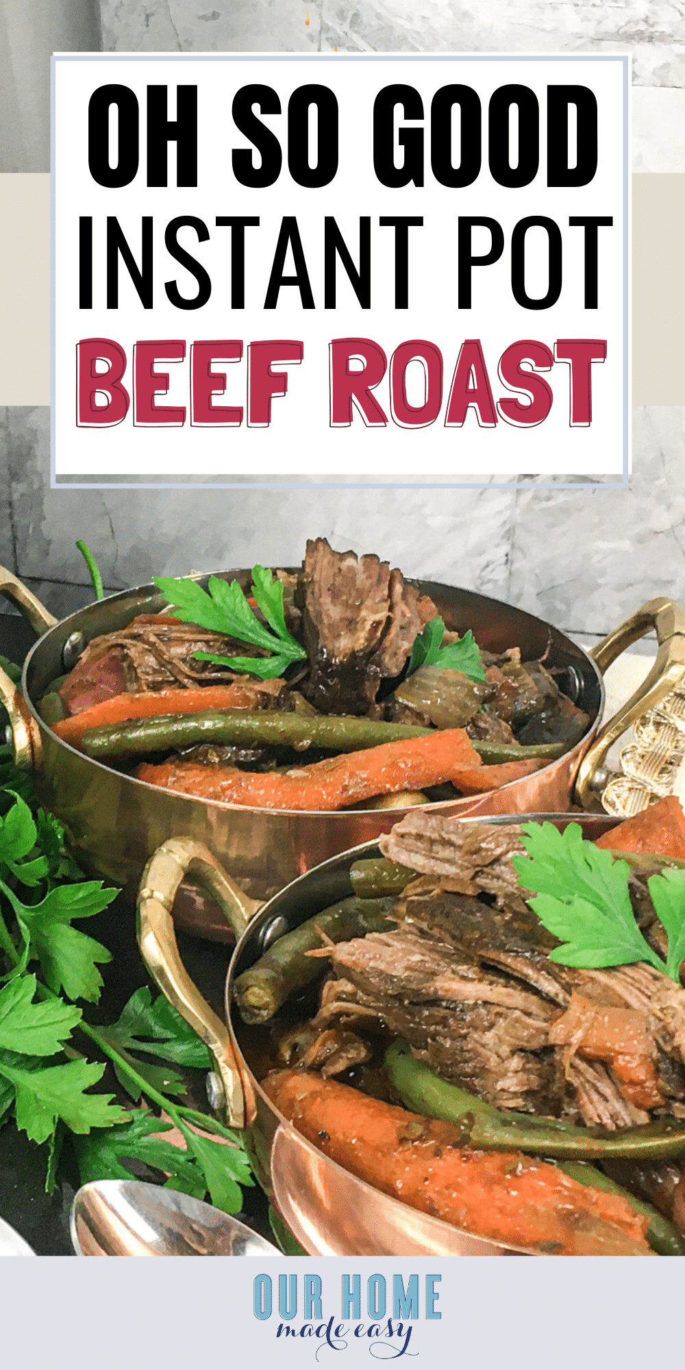 This instant pot beef roast will make a family favorite dinner in only an hour! It's perfect for busy nights when you crave comfort food. 