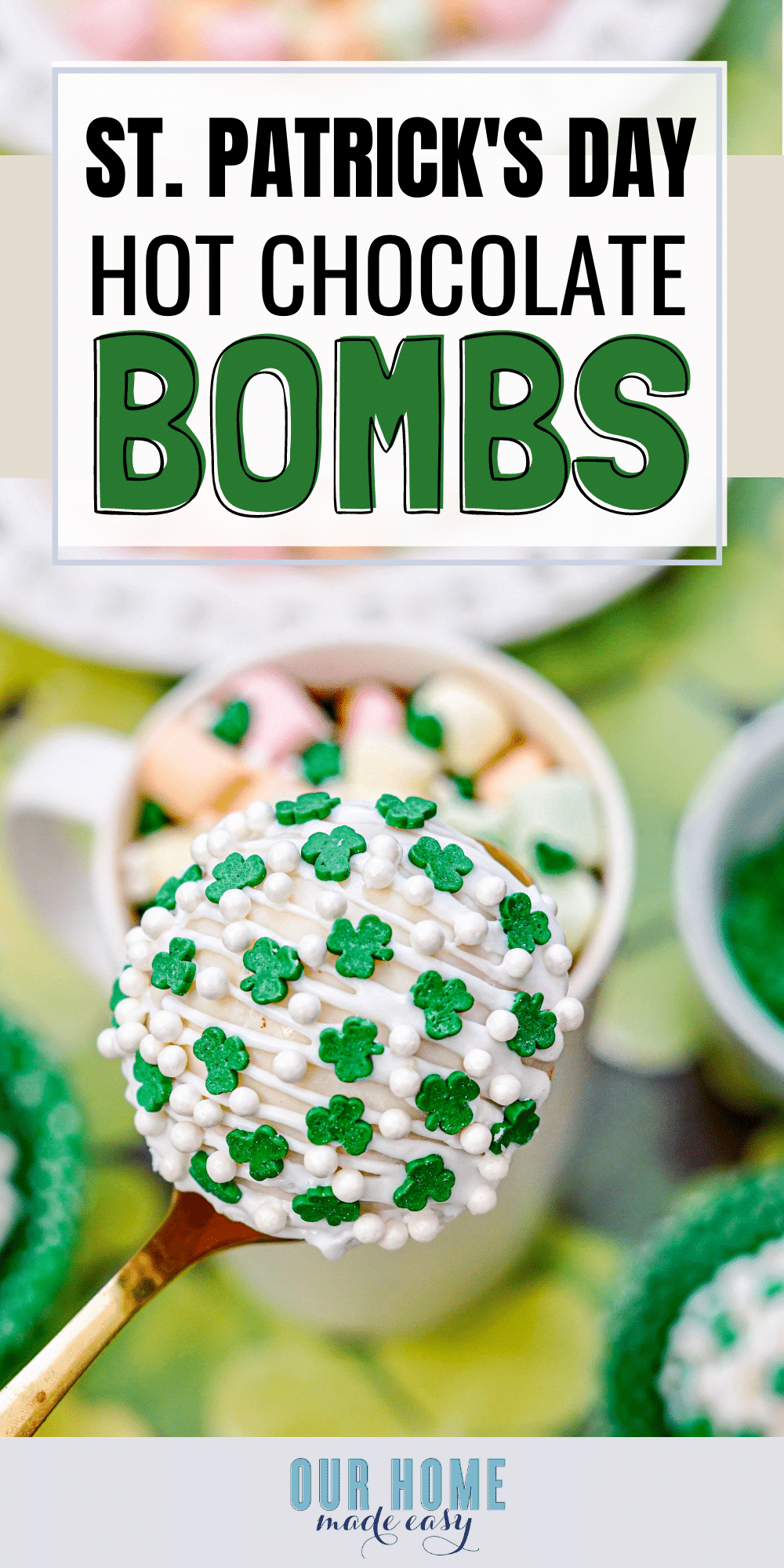 White Chocolate Hot Cocoa bomb on spoon