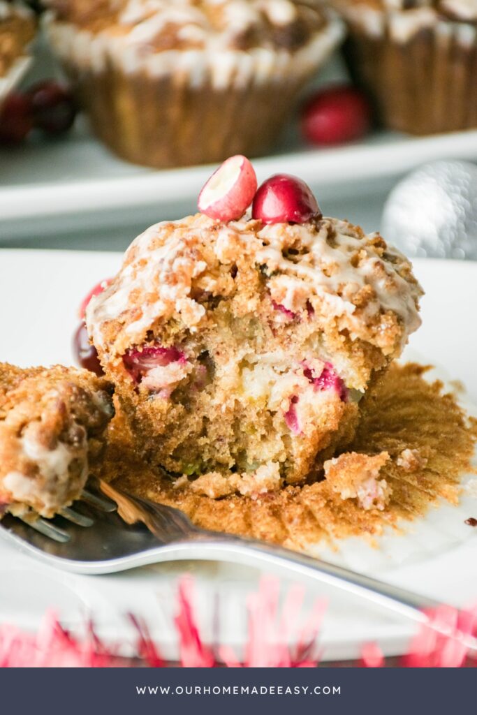 bite shot of homemade muffins
