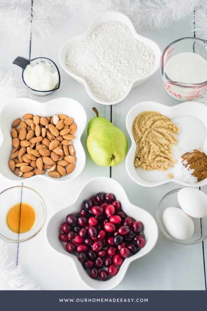 ingredients for the cranberry muffins
