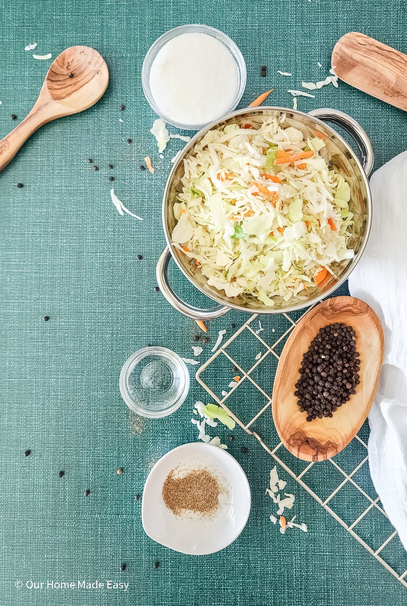 Coleslaw cabbage and peppercorns
