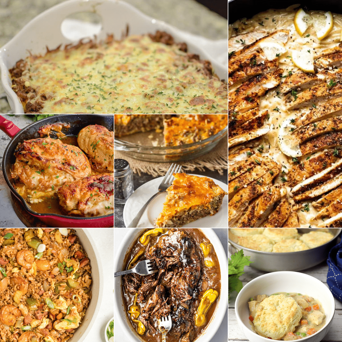 Collage of dinners