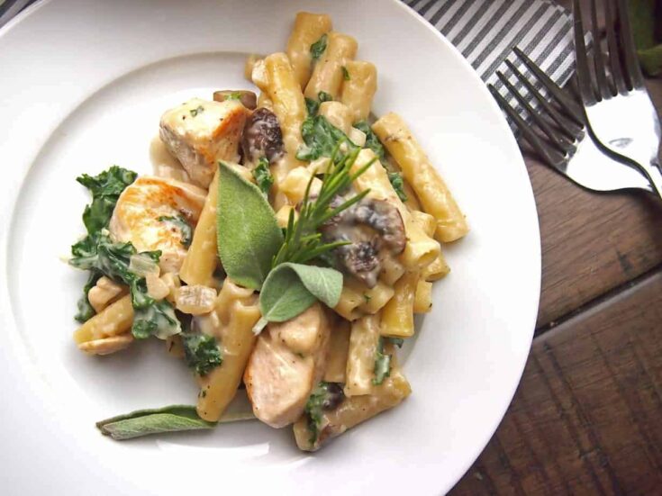 Image for Creamy Chicken Pasta Bake with Kale and Mushrooms