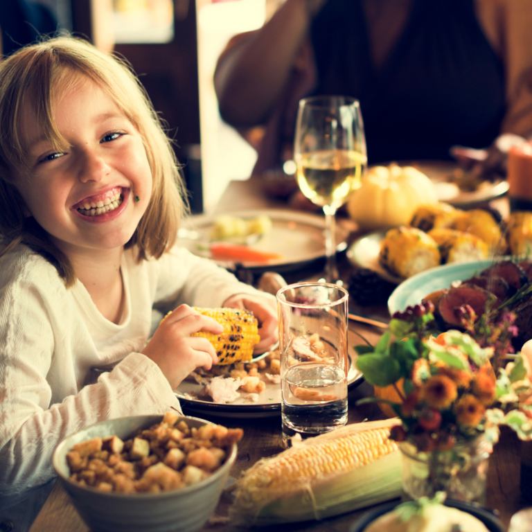 Little girl at thanksgiving table