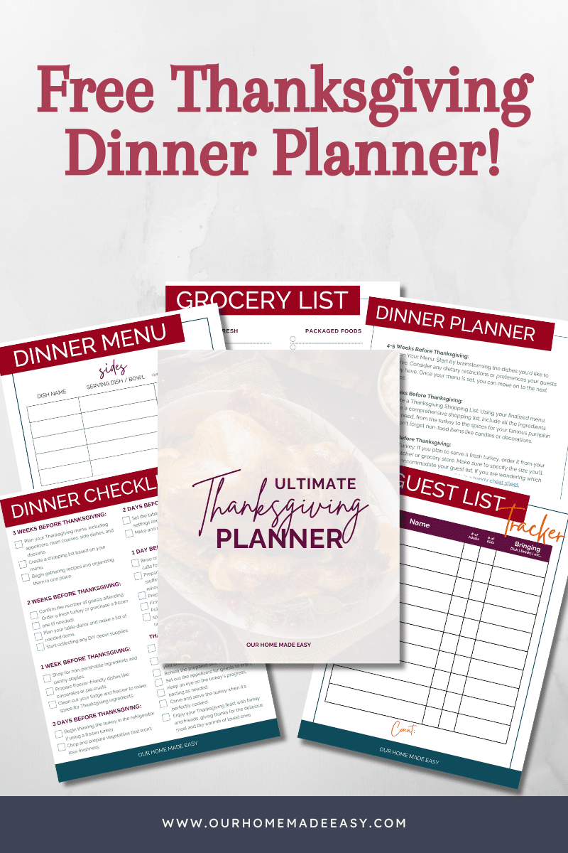 free Thanksgiving meal printable and free Thanksgiving planner