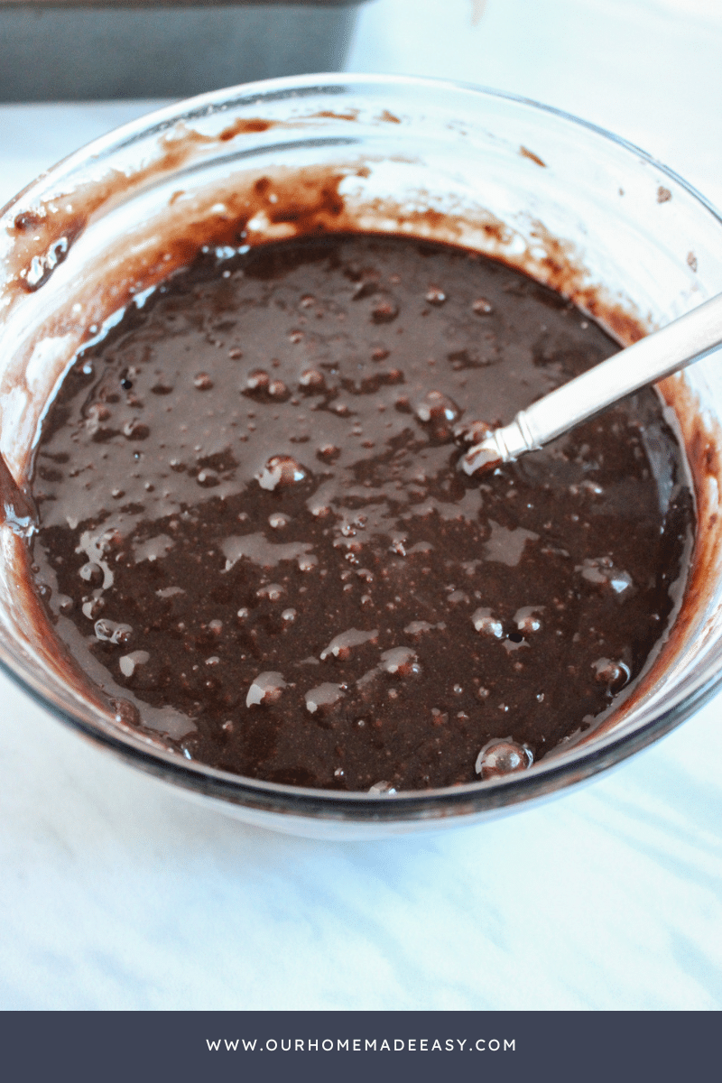 Brownie Ingredients in large mixing bowl