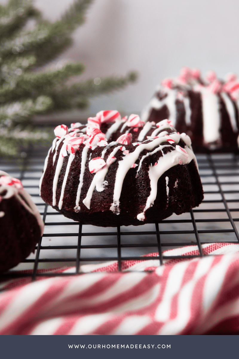 Christmas Bundt Cakes on cooling rack