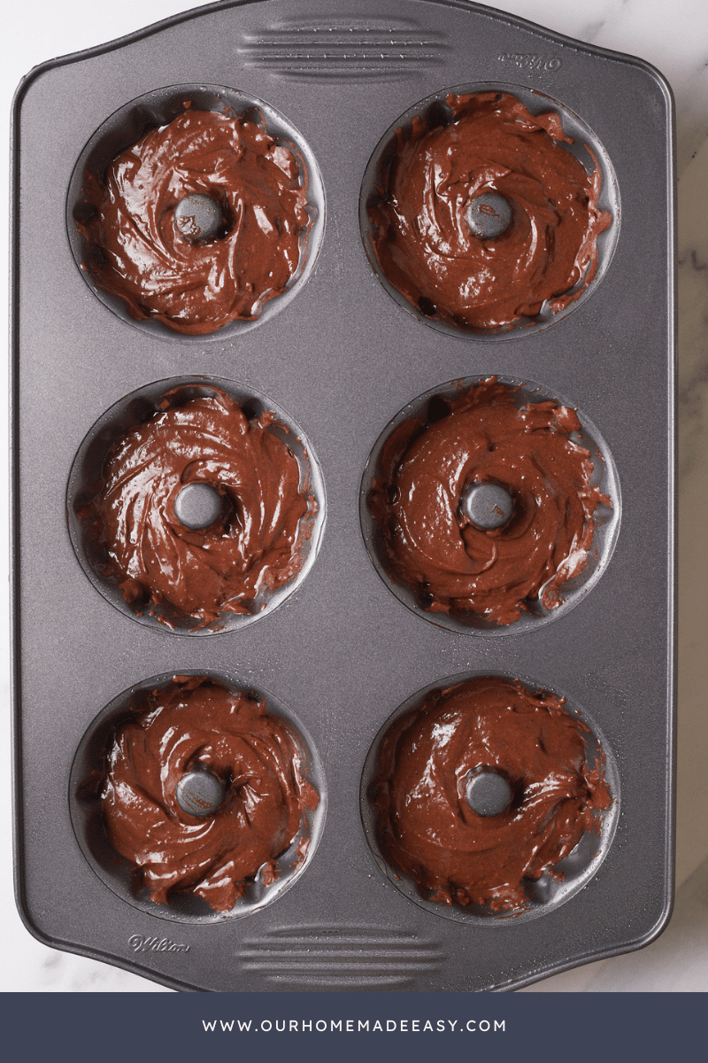 Chocolate Bundt Cakes in Baking Pan