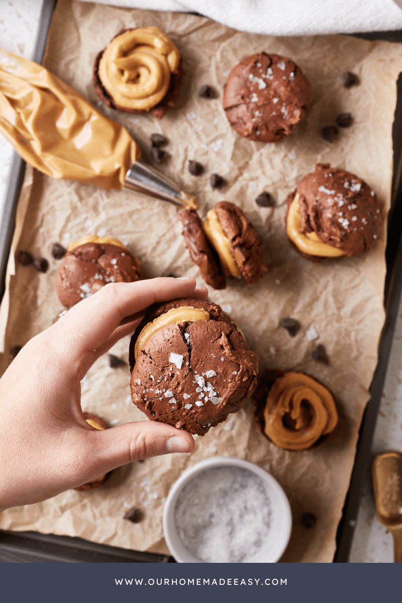 brownie peanut butter cookies in hand
