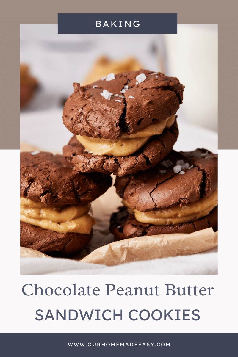 Brownie Chocolate Peanut Butter Sandwiches on table top