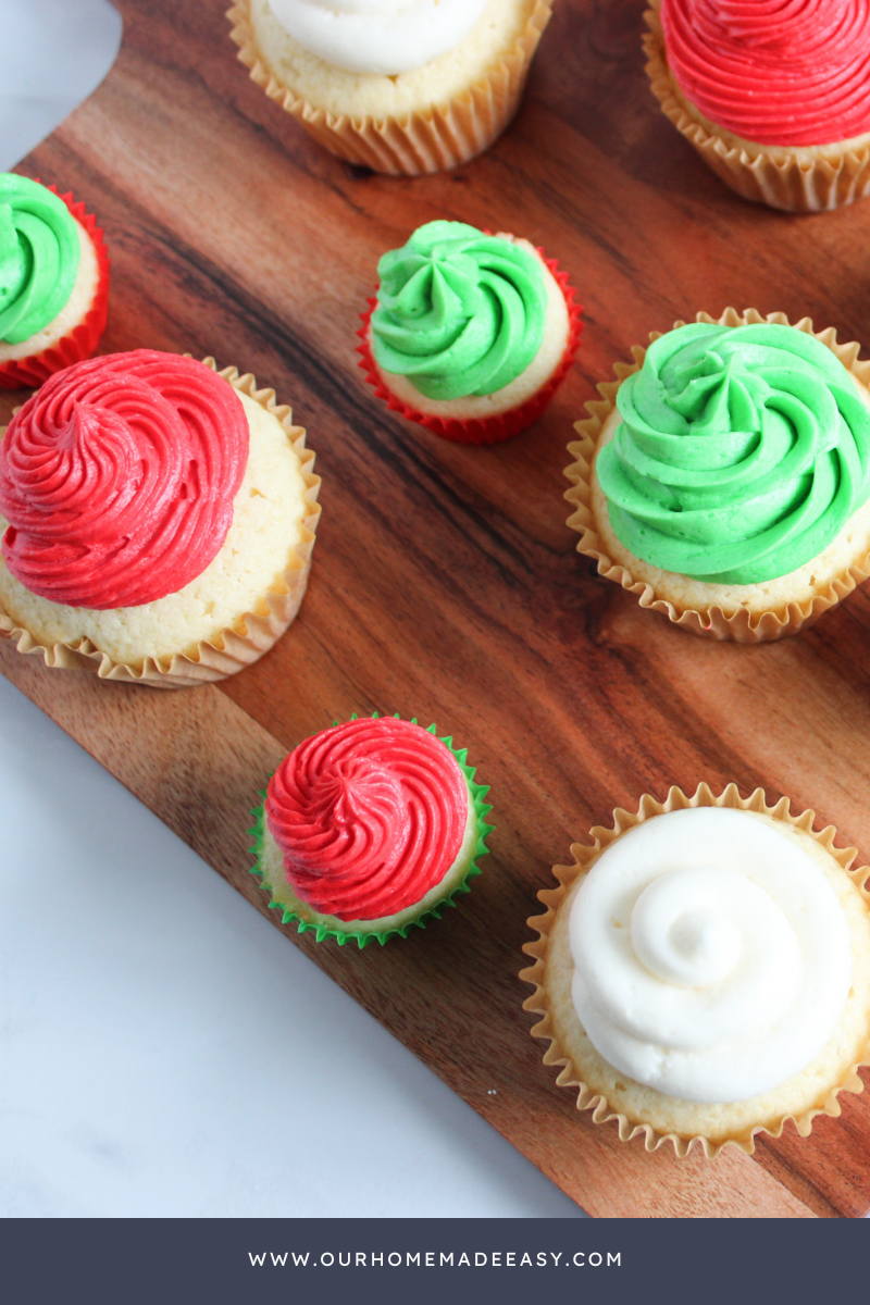 Christmas Cupcakes with kids finished on board