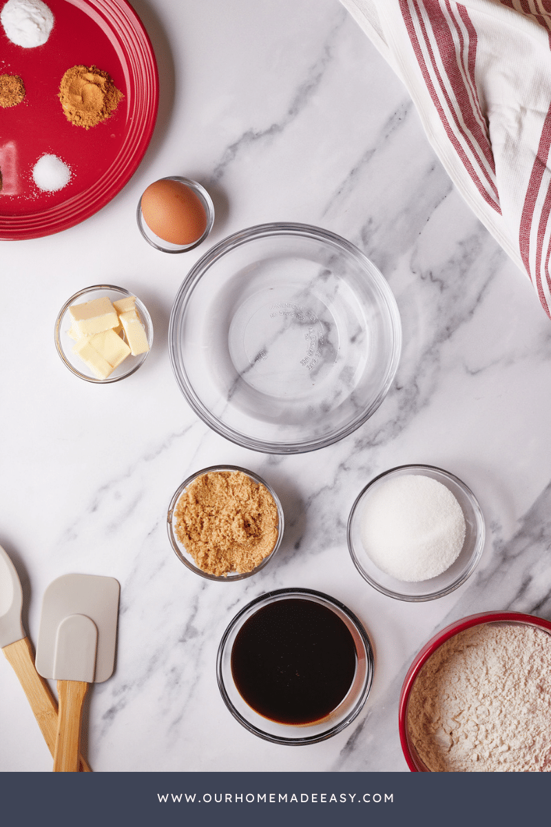 Gingerbread Cake Pudding Ingredients on table