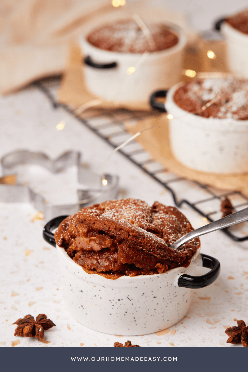 Gingerbread Pudding Cake in ramekin