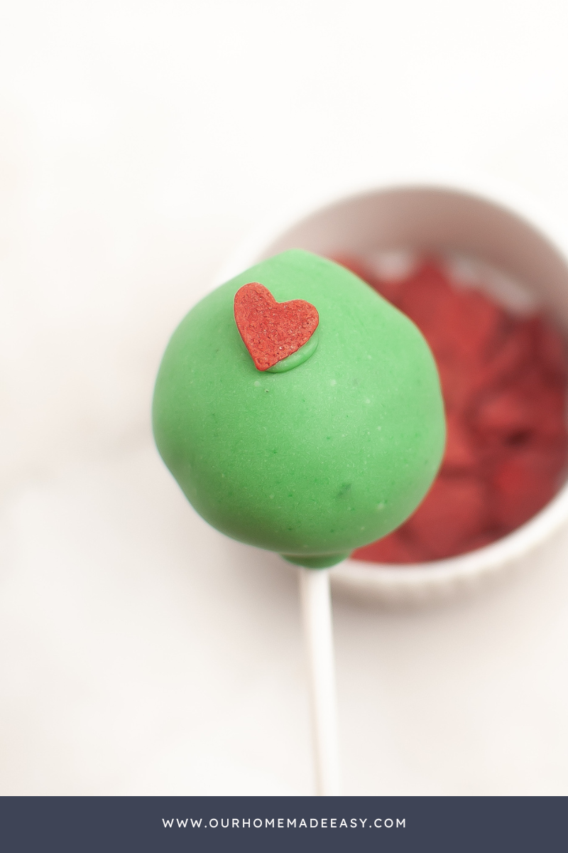 Red Heart Sprinkle on Grinch Cake Pop