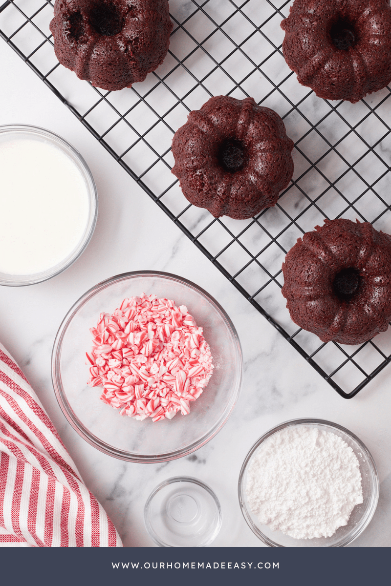 Peppermint Bundt Cake Frosting on countertop
