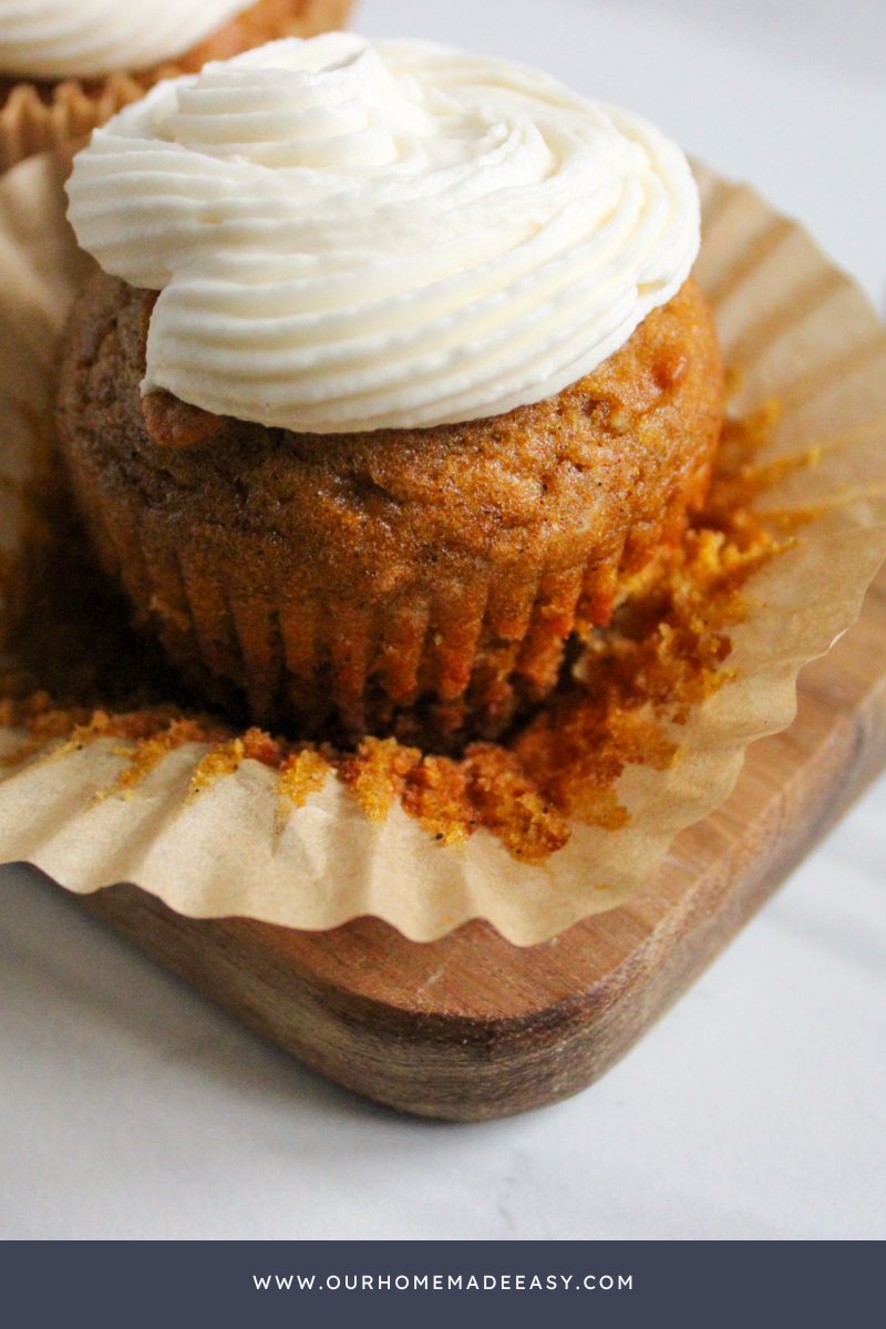 Pumpkin cupcakes on board