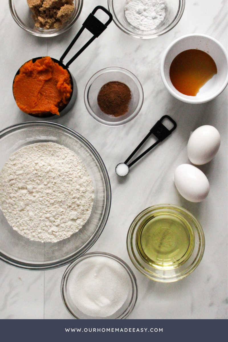 Pumpkin Cupcakes Ingredients on countertop