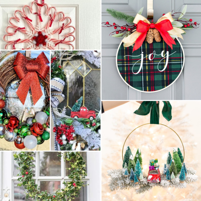 Rustic Christmas Wreath Ideas collage featured