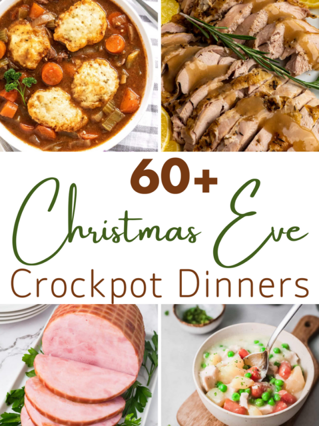 collage of 60 Christmas Eve Crockpot Dinner Ideas