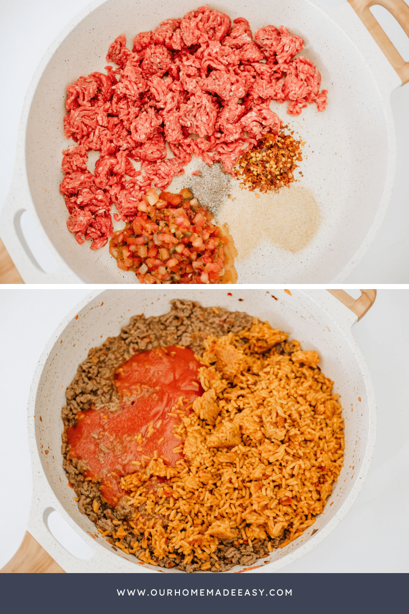 Ground beef meat mixture in bowls