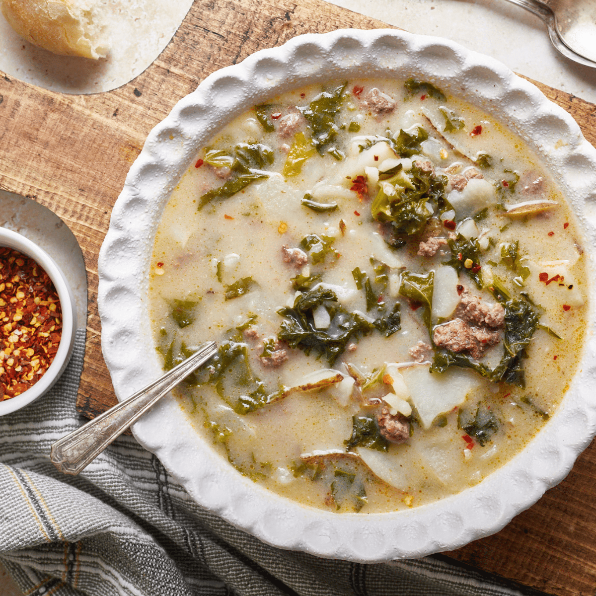 Healthy Zuppa Toscana on table top