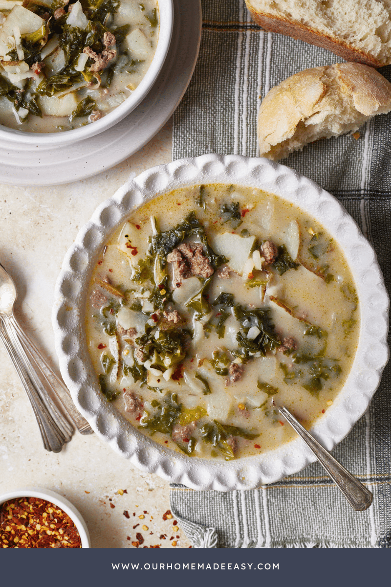 one pot zuppa toscana soup on table