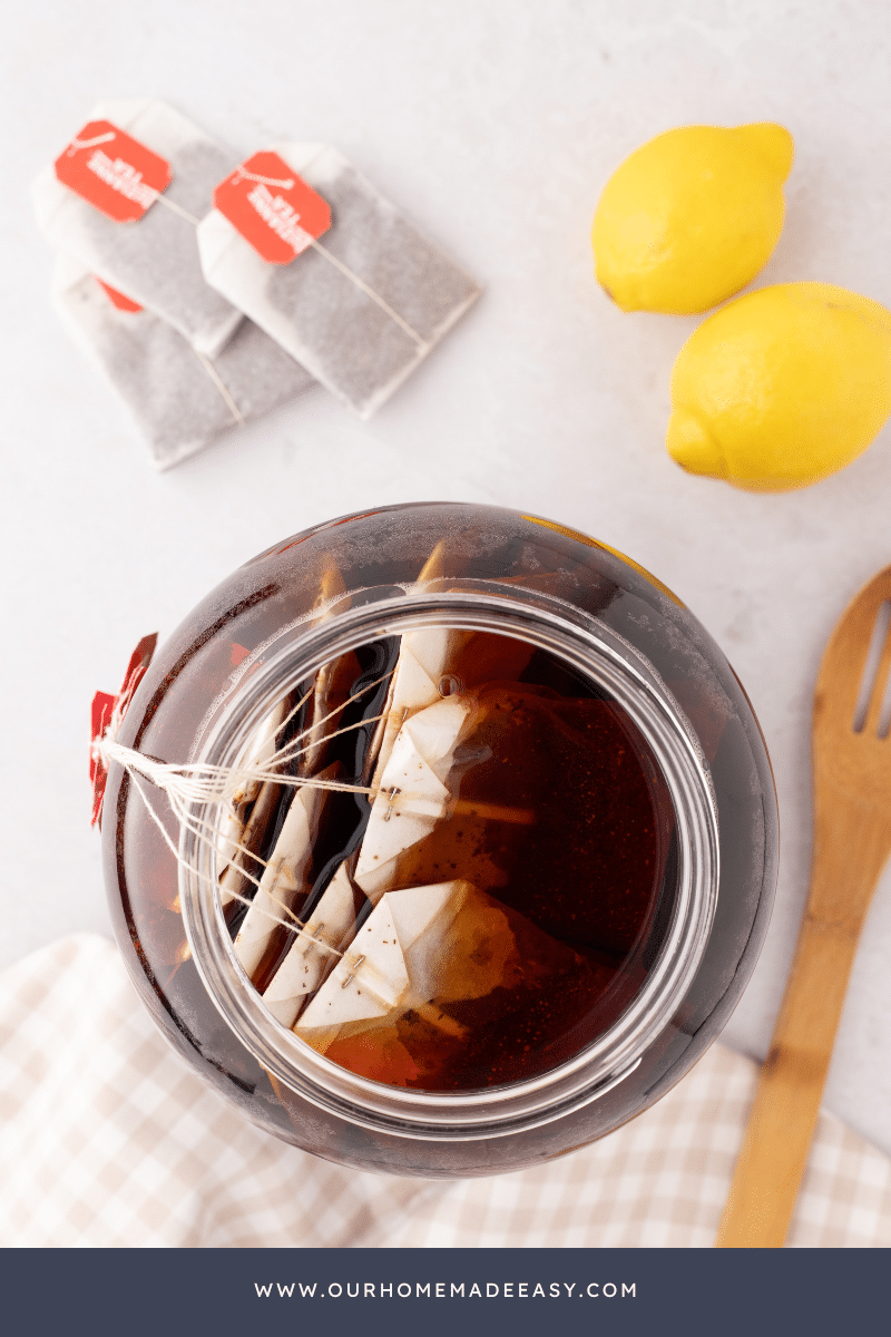 Tea Bags in gallon sized glass