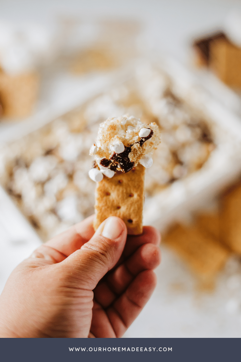 Smores dip recipe on graham cracker