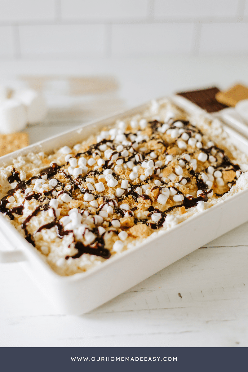 Cold smores dip on wood table