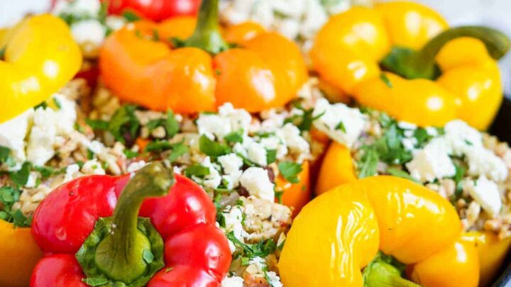 Image for Greek Ground Chicken Stuffed Peppers with Feta and Tomatoes