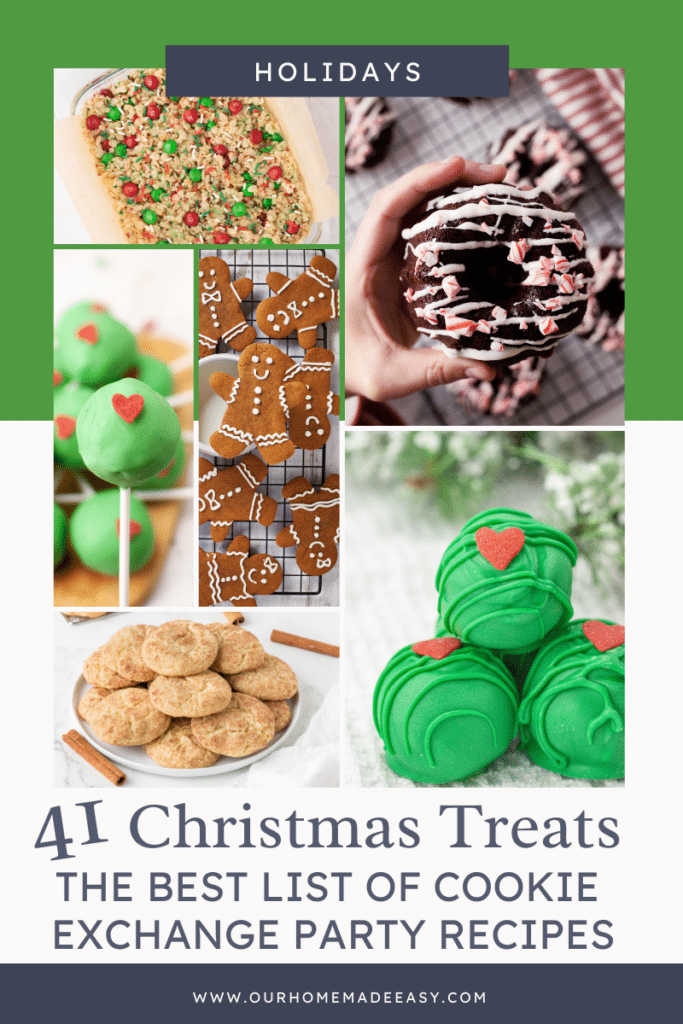 Collage of 
Holiday Cookie Exchange Ideas and text