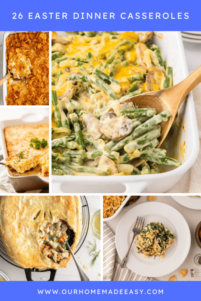 Collage of holiday dinner casseroles