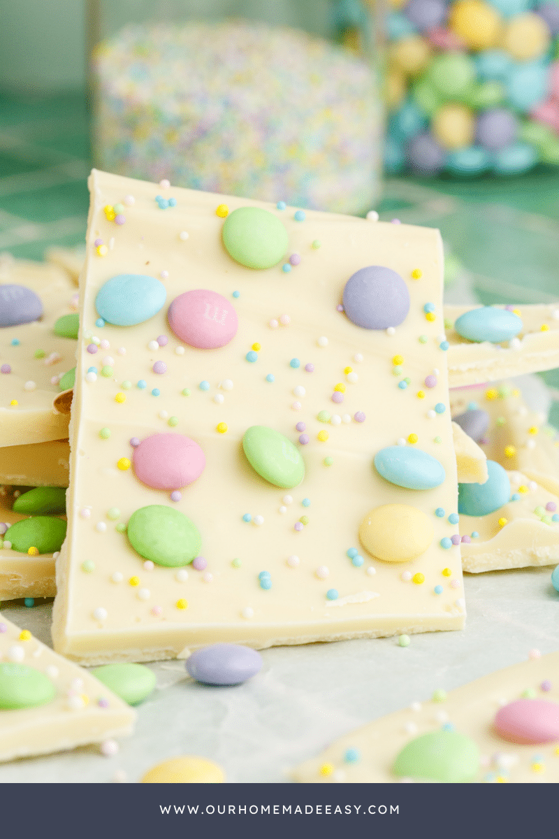 Finished Easter Bark with pastel M&Ms