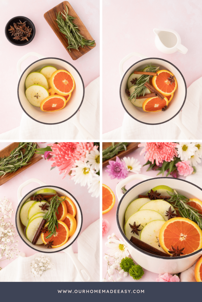 Spring simmer pot being made collage