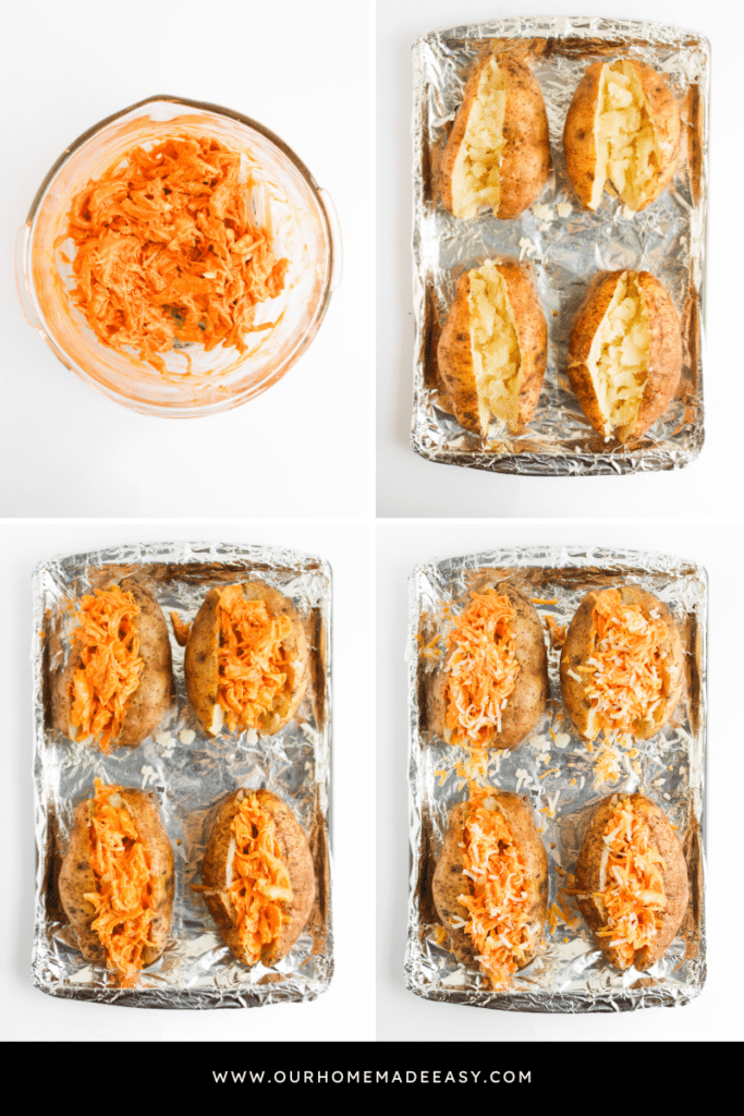 making stuffed potatoes collage