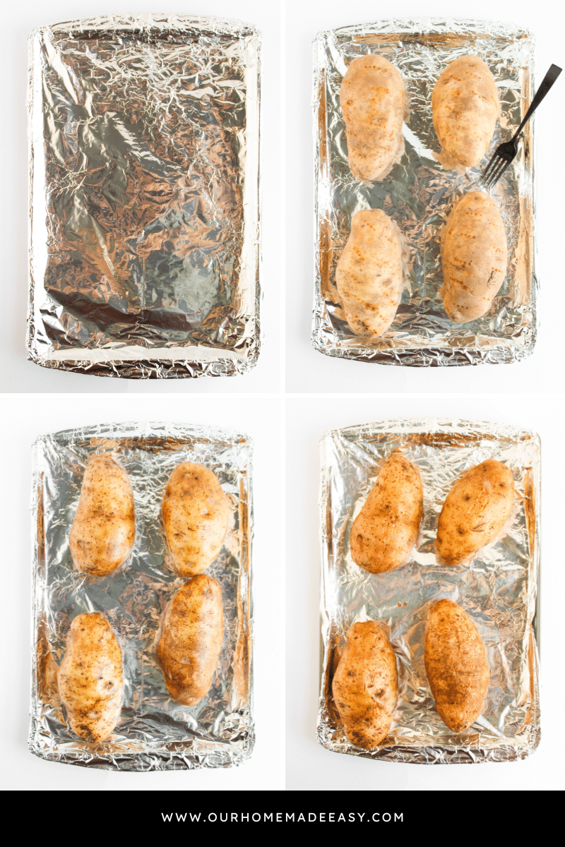 making the baked potatoes collage