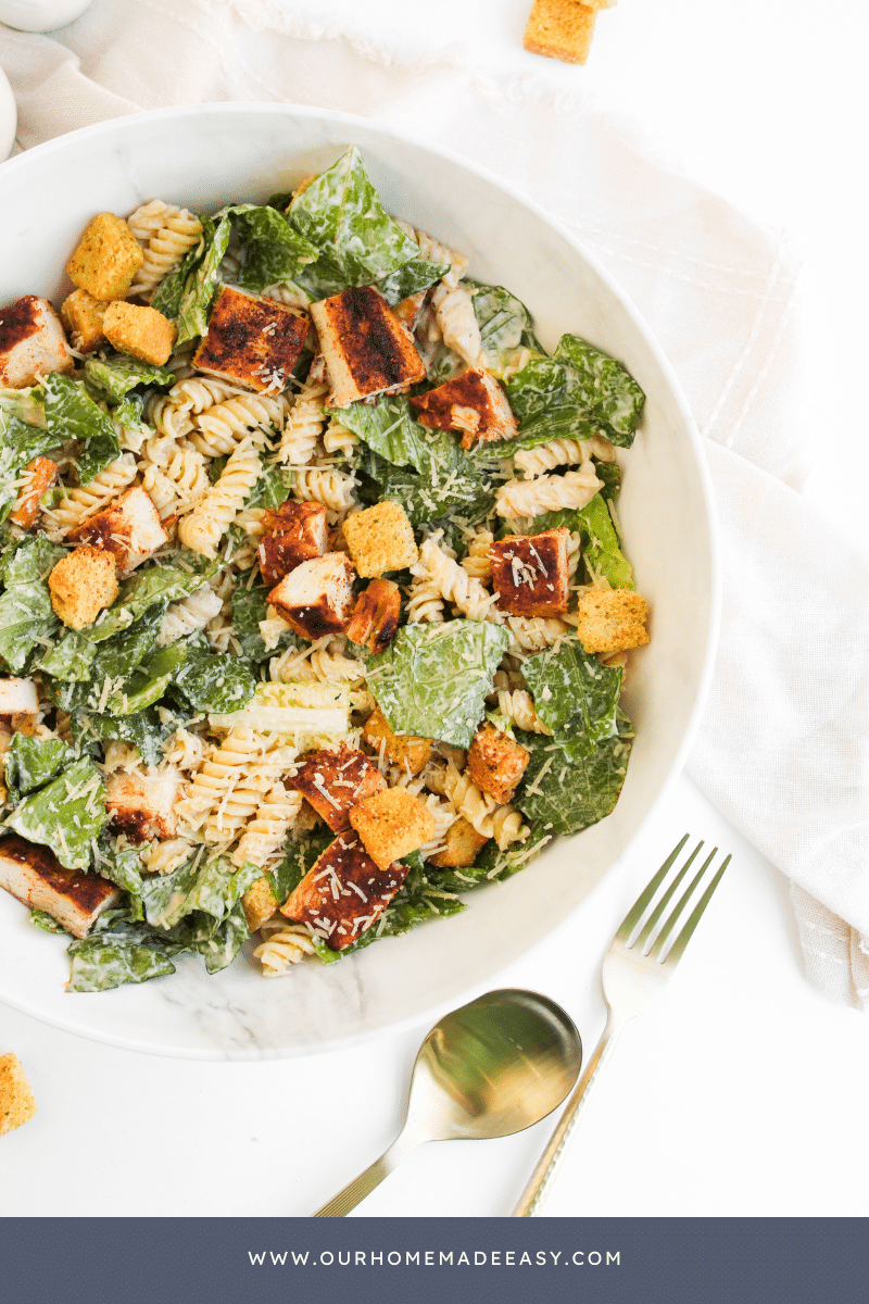 Finished casear salad in bowl