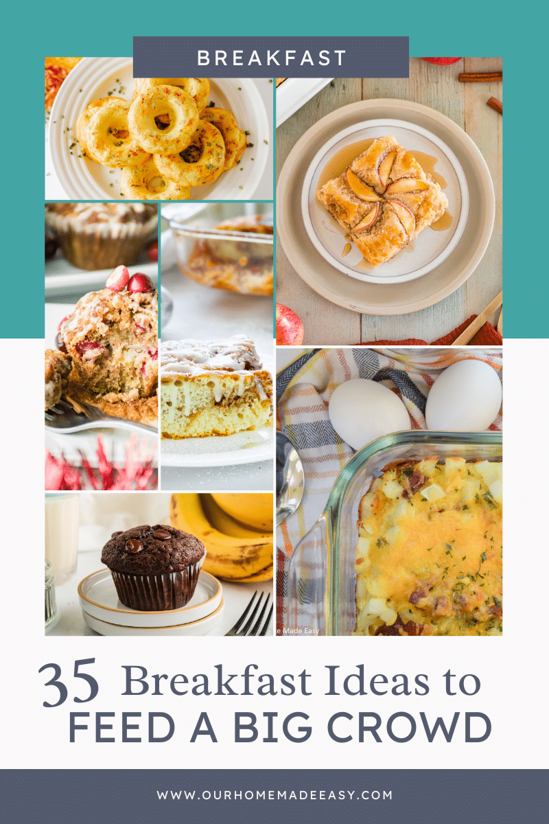 A collage of easy breakfast ideas for a crowd with text