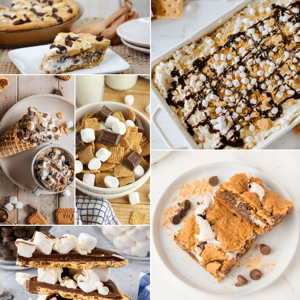 collage of easy s'mores desserts