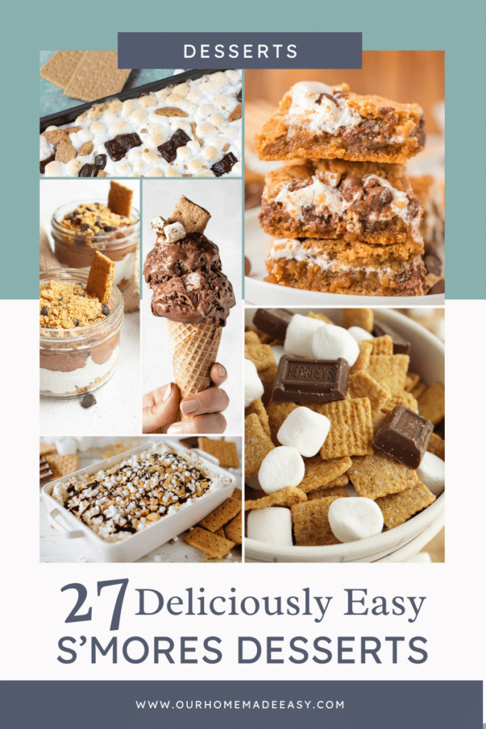 Collage of easy s'mores desserts and text
