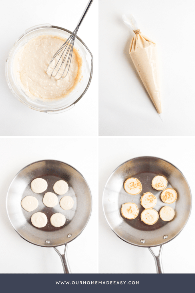 making silver dollar pancakes in hot pan